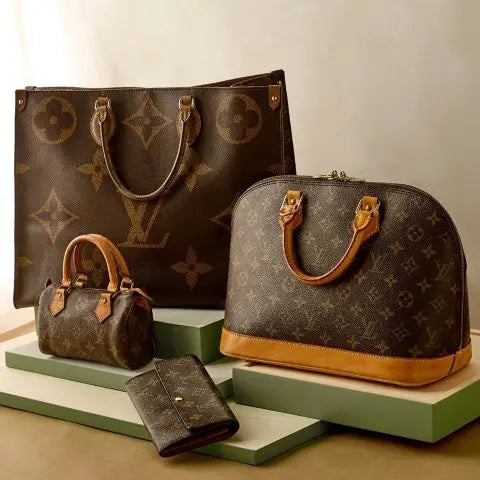 LV-inspired Neverfull MM tote in monogram canvas with tan leather trim